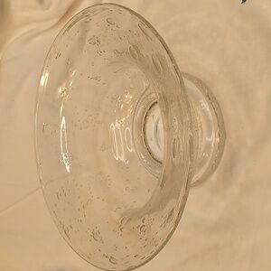 Art Glass Clear Bubble Seeded Rain Glass Pedestal Bowl 8" In Diameter